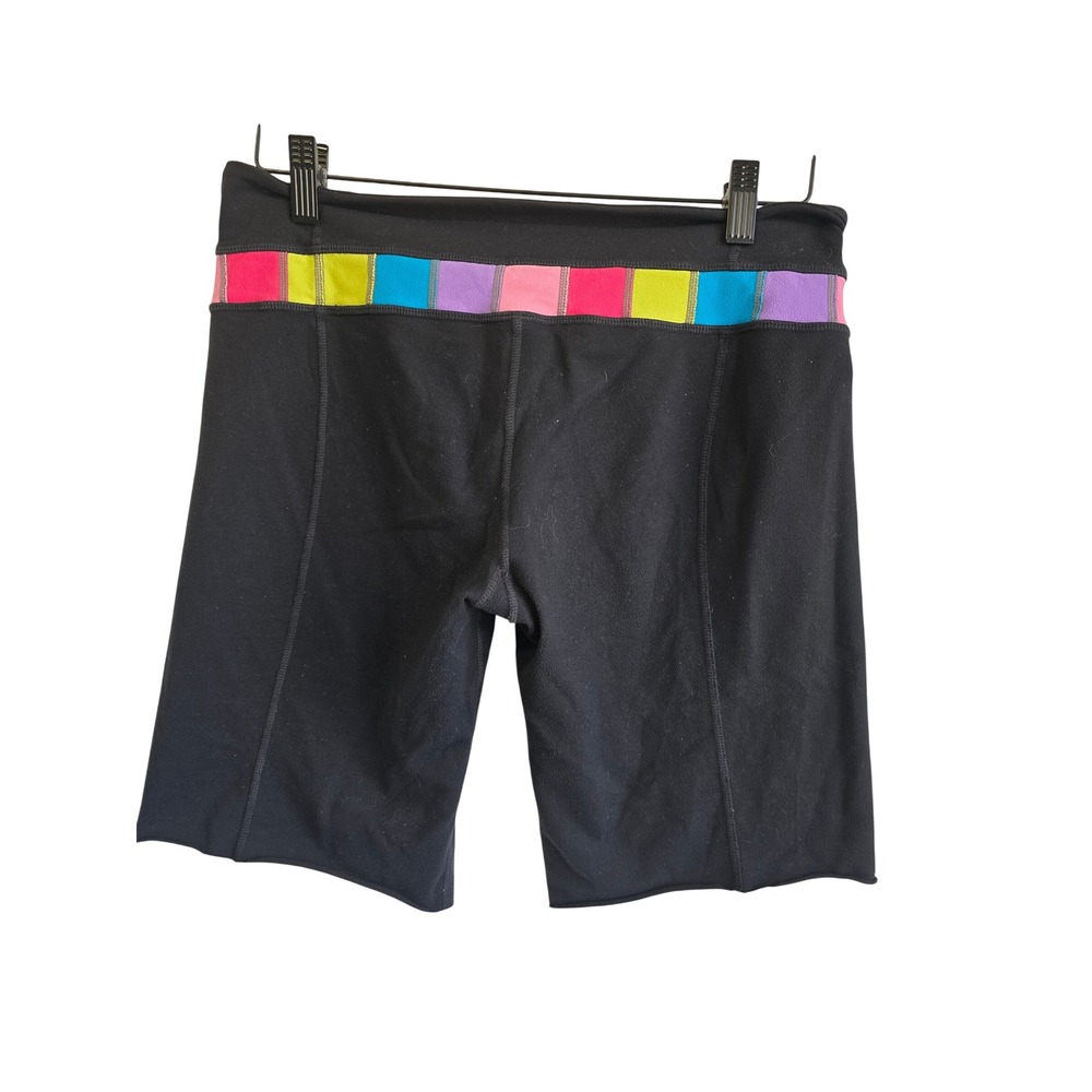 Lululemon Groove Shorts Black Rainbow Reversible Luon Athletic Yoga Size 8